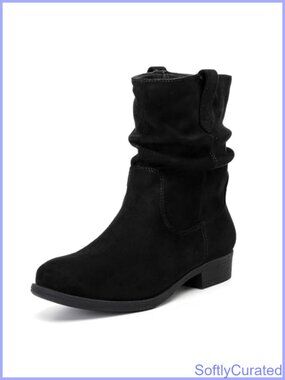 Faux Leather Ankle Boots Flat Round Toe Lug Sole Motorcycle Booties